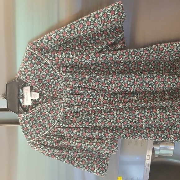 Vintage 80's HerbCraft II House Coat Duster Cottagecore Prairie Floral Medium - Picture 3 of 8